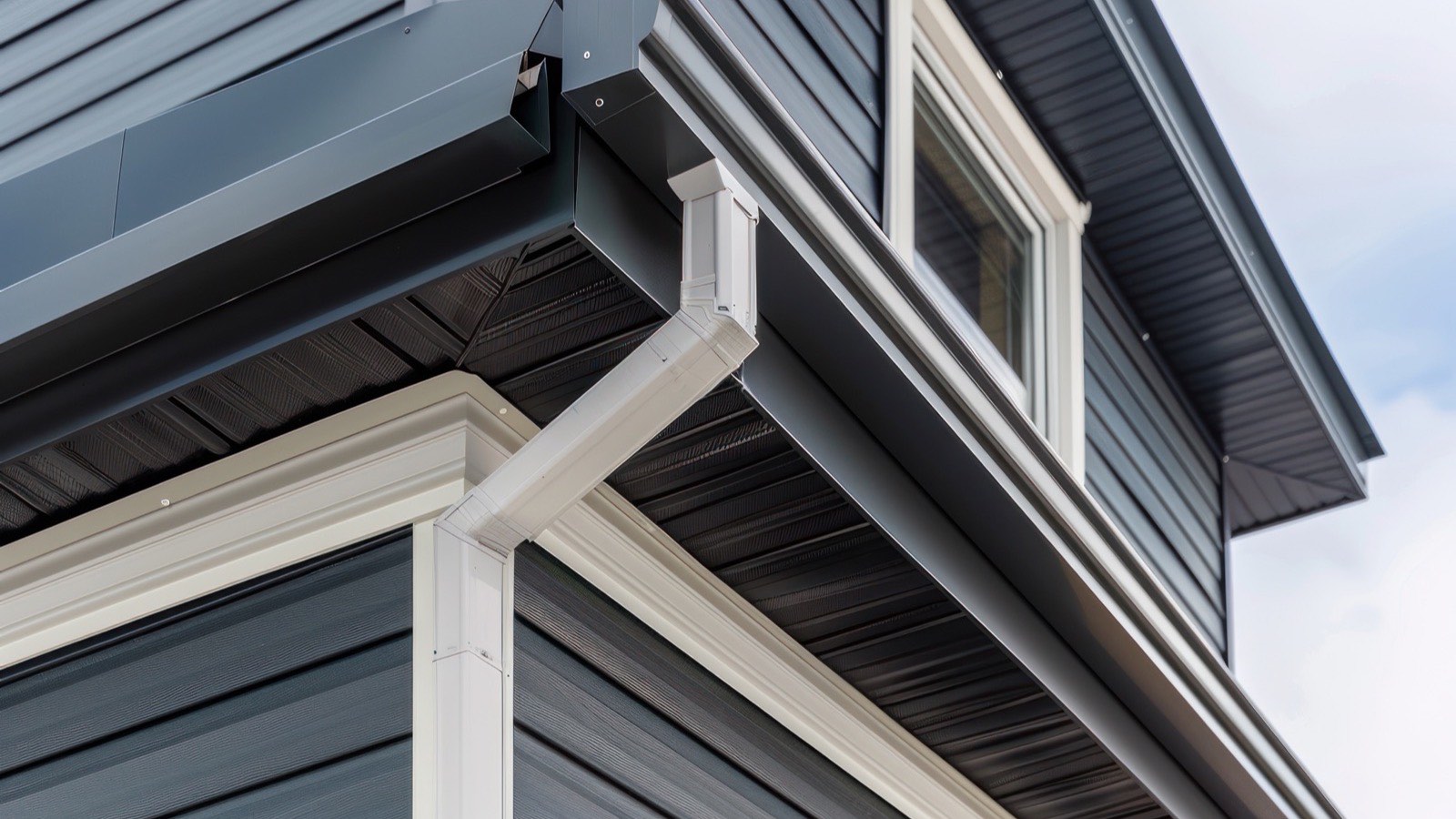 New anthracite guttering and fascia on a house